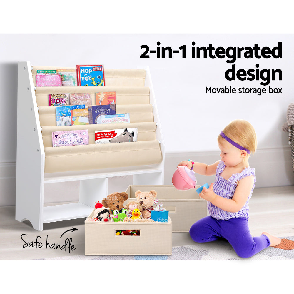 Kids Bookshelf Magazine Rack with Drawers