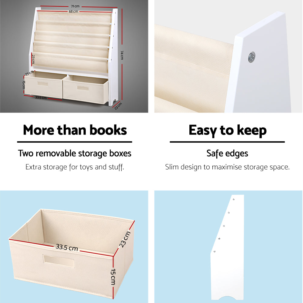 Kids Bookshelf Magazine Rack with Drawers
