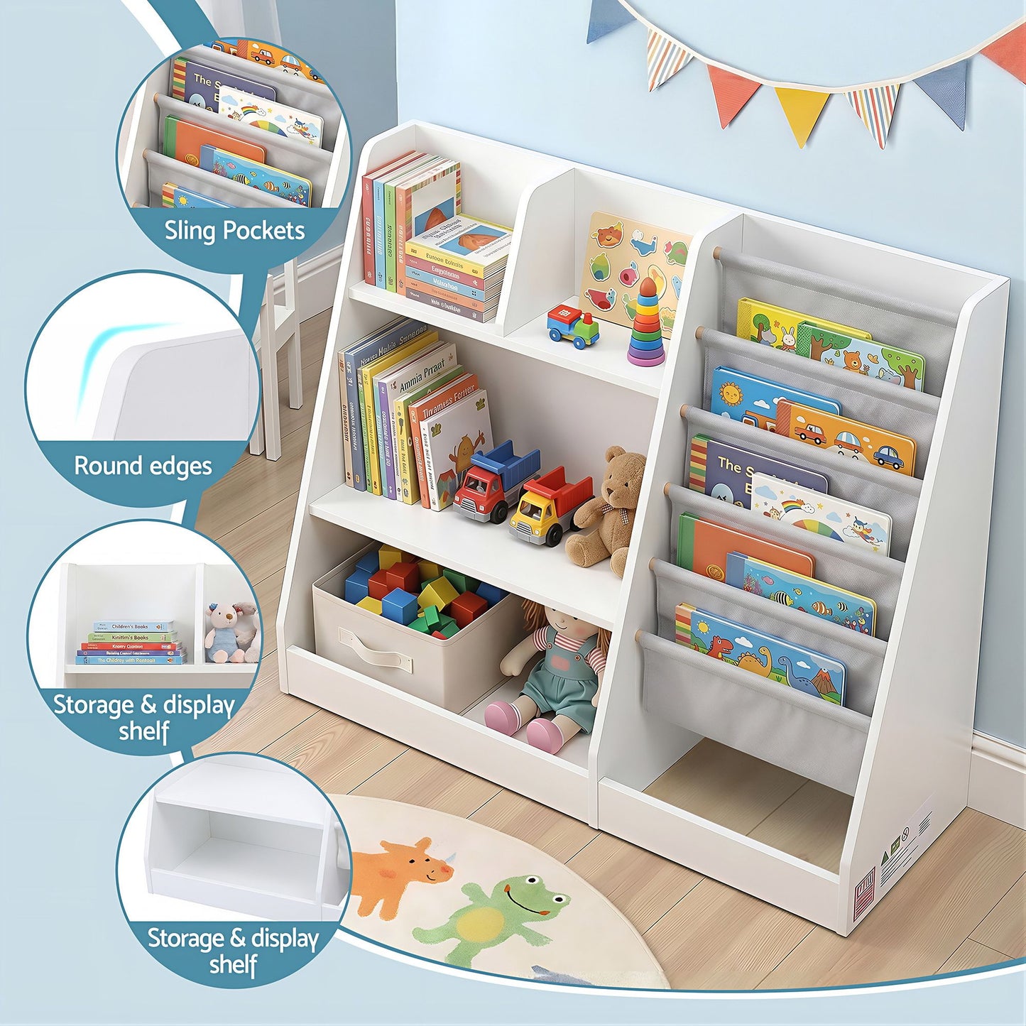 Keezi Kids Bookshelf & Toy Storage Rack