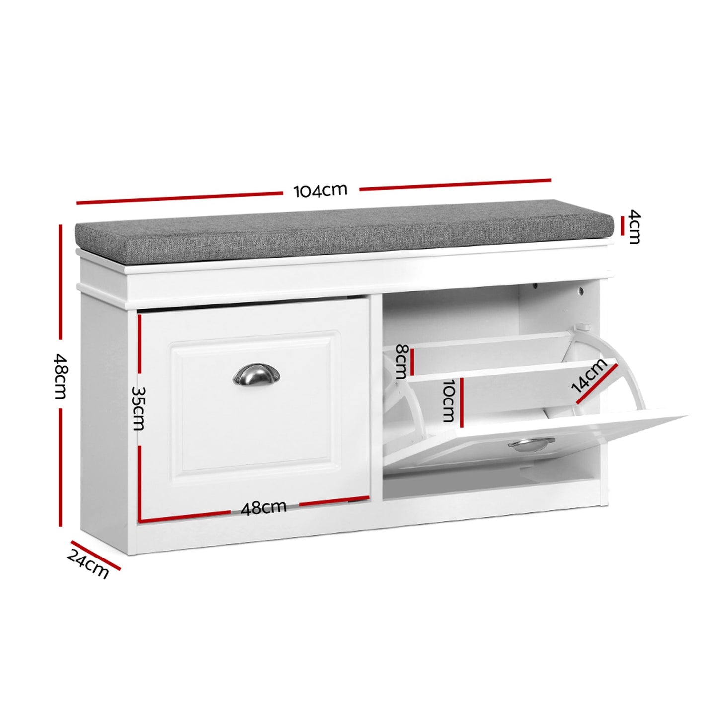 Artiss 2-Piece Flip-Drawer Shoe Bench Set - White