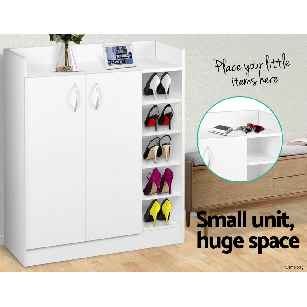 Shoe Rack Cabinet 21 Pairs Adjustable Shelves White
