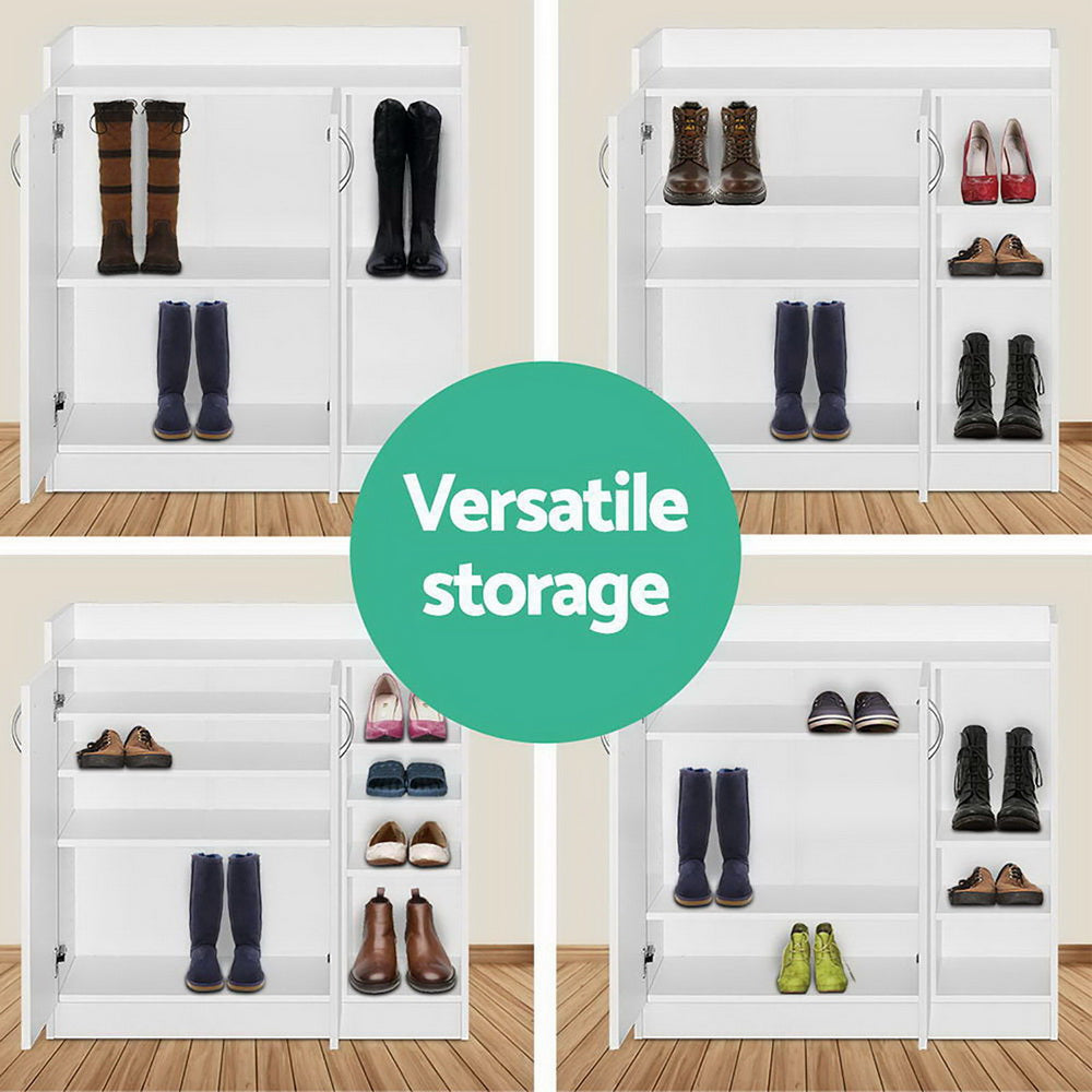 Shoe Rack Cabinet 21 Pairs Adjustable Shelves White