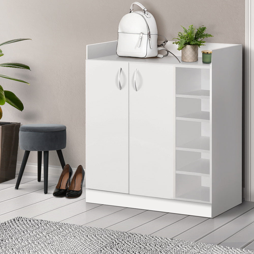 Shoe Rack Cabinet 21 Pairs Adjustable Shelves White