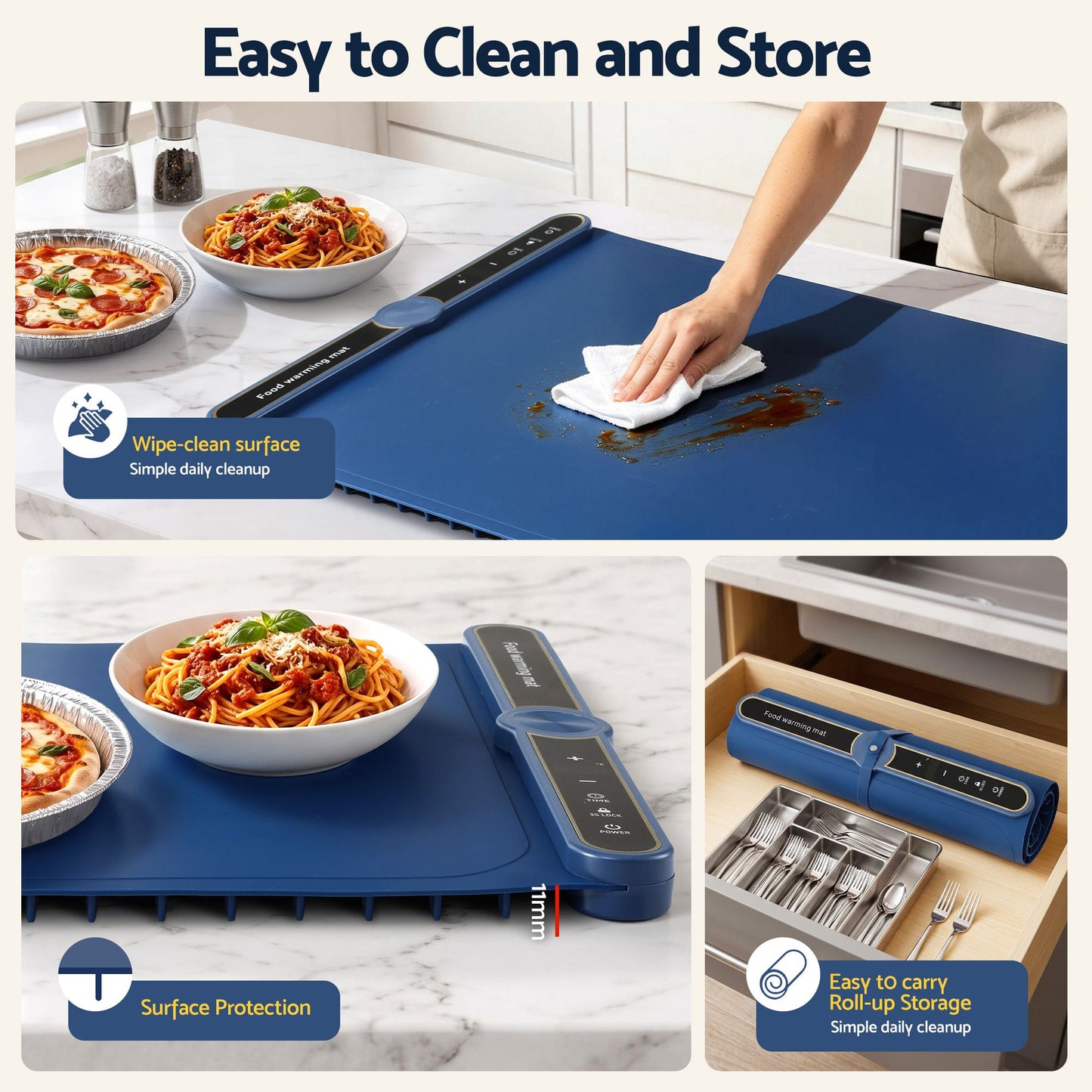 Devanti Food Warming Mat 60 x 38cm - Blue