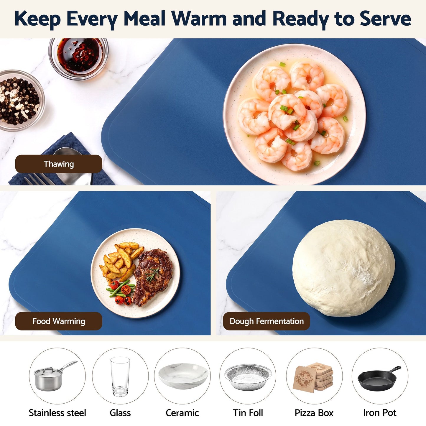 Devanti Food Warming Mat 60 x 38cm - Blue