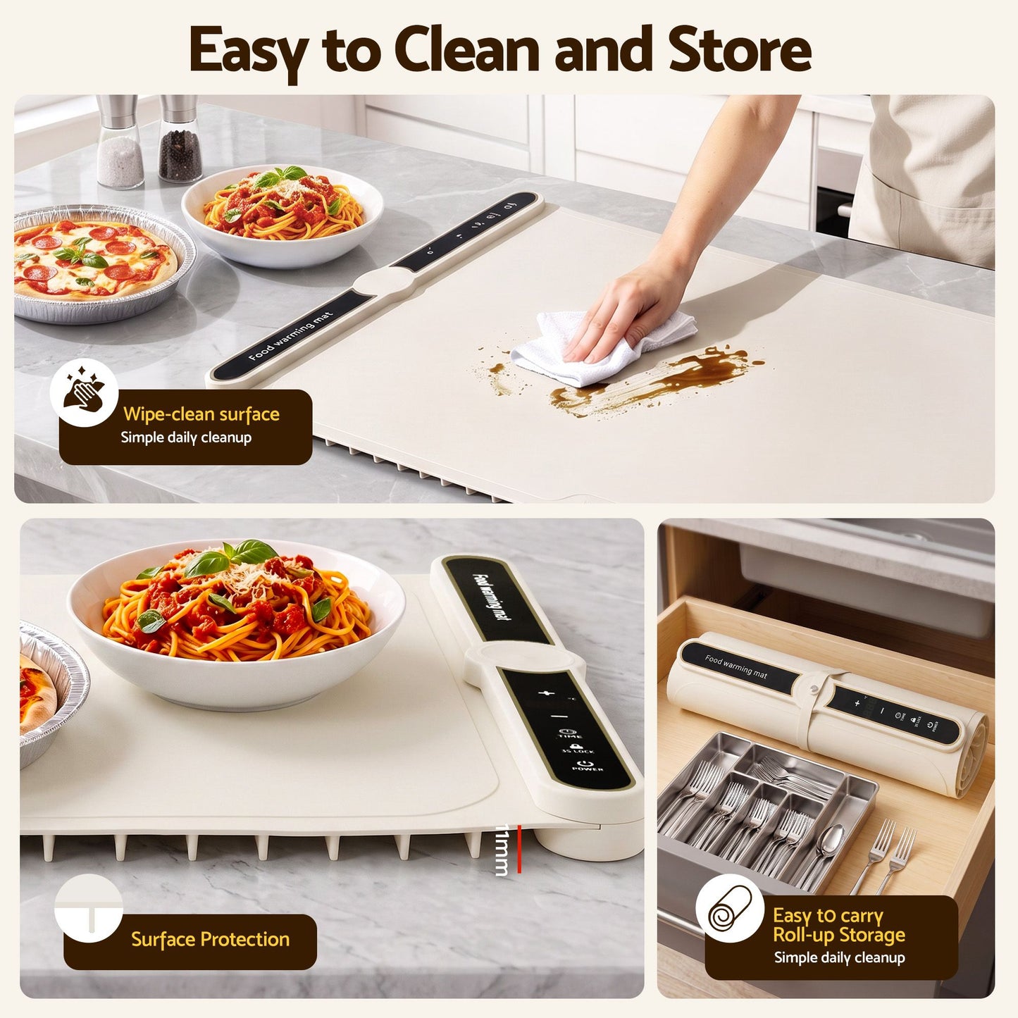 Devanti Food Warming Mat 60 x 38cm - White