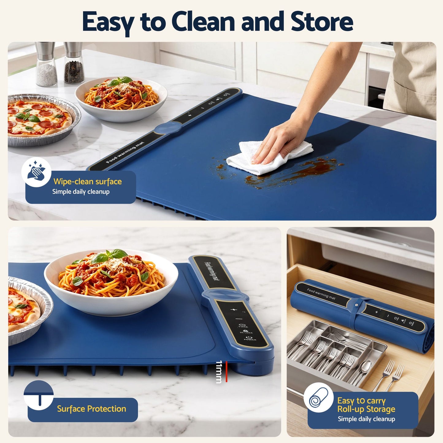 Devanti Food Warming Mat 80cm - Blue