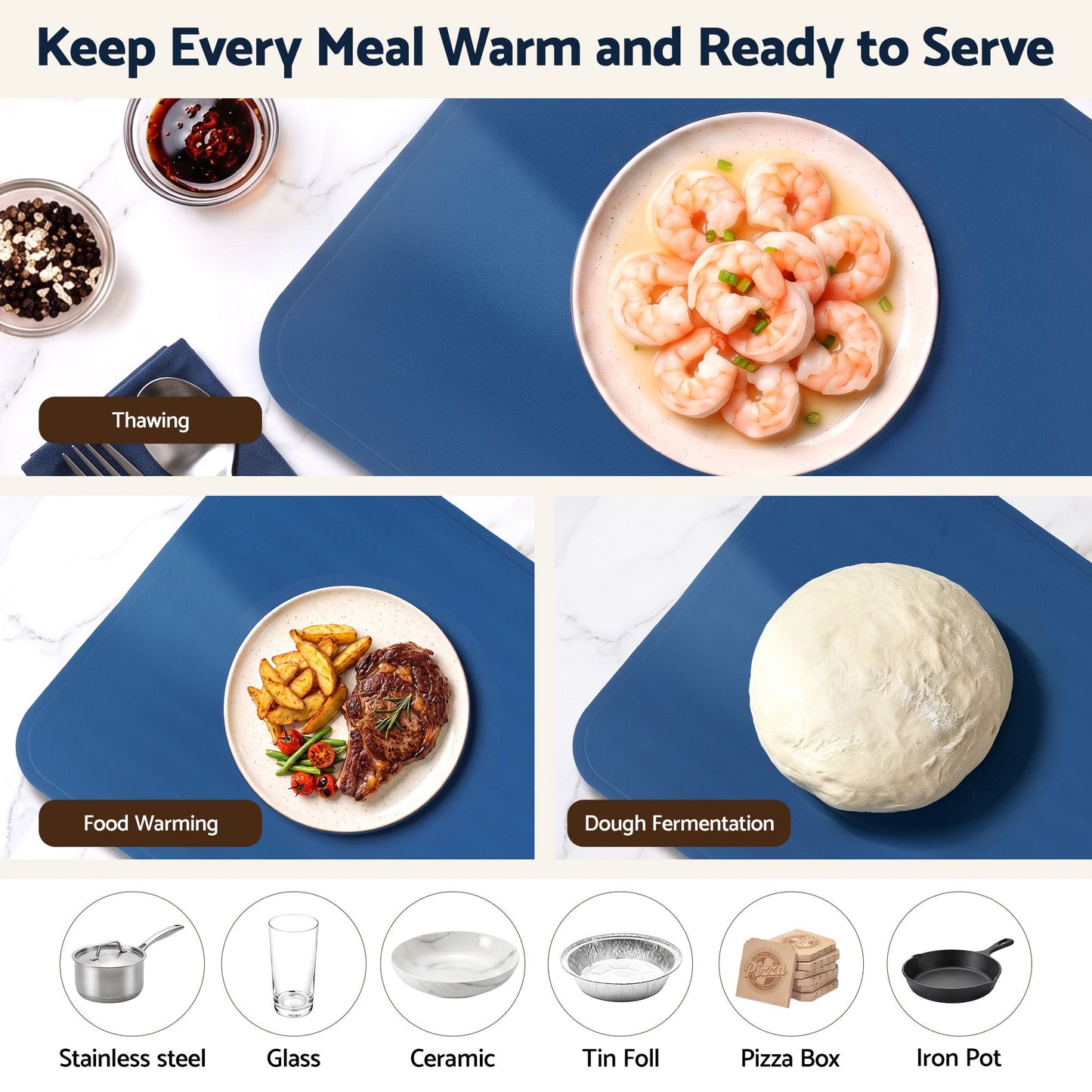 Devanti Food Warming Mat 80cm - Blue