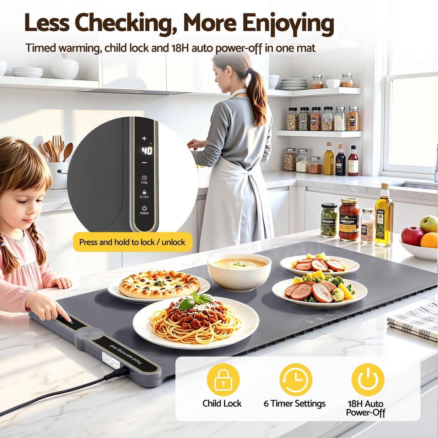 Devanti Food Warming Mat 80cm - Grey