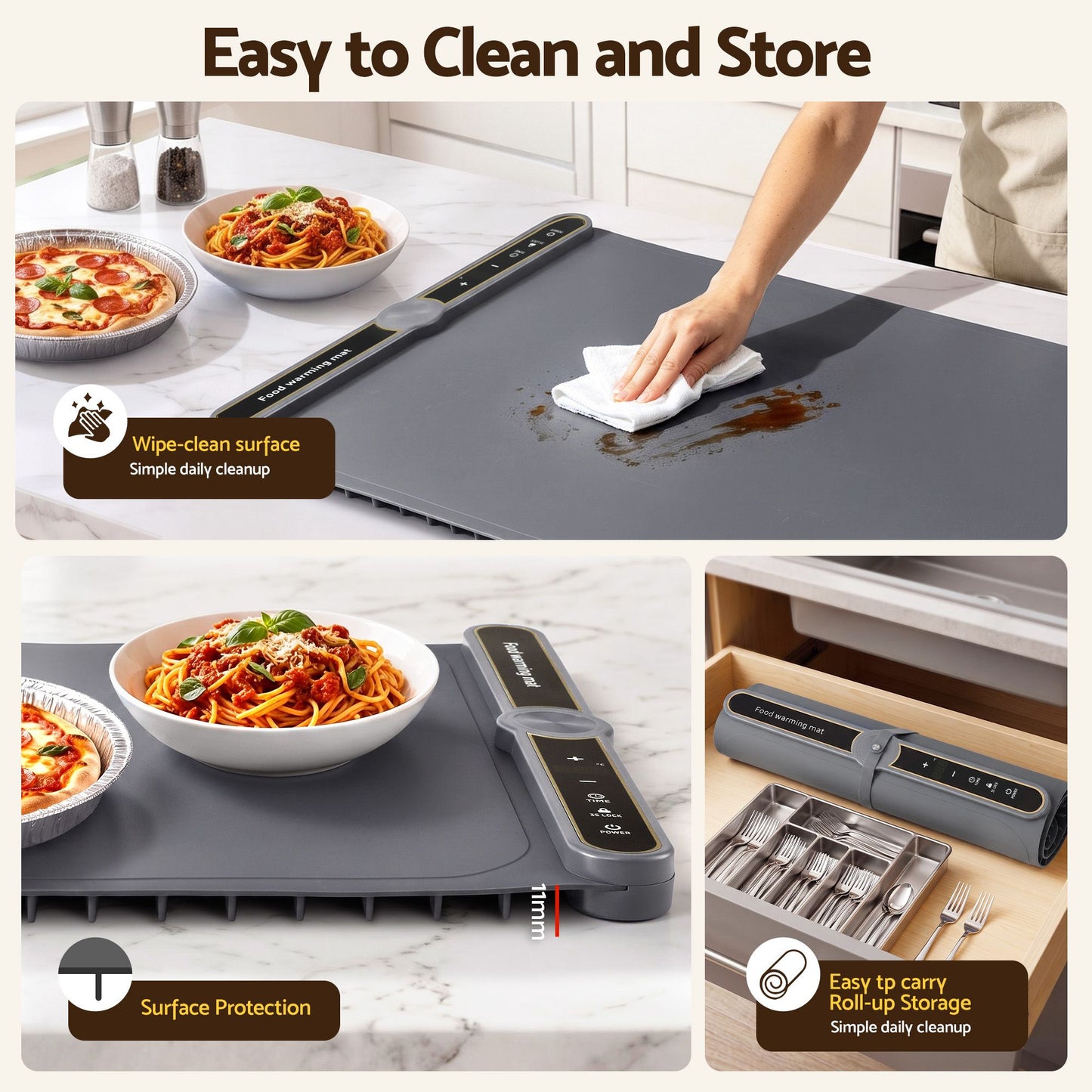 Devanti Food Warming Mat 80cm - Grey