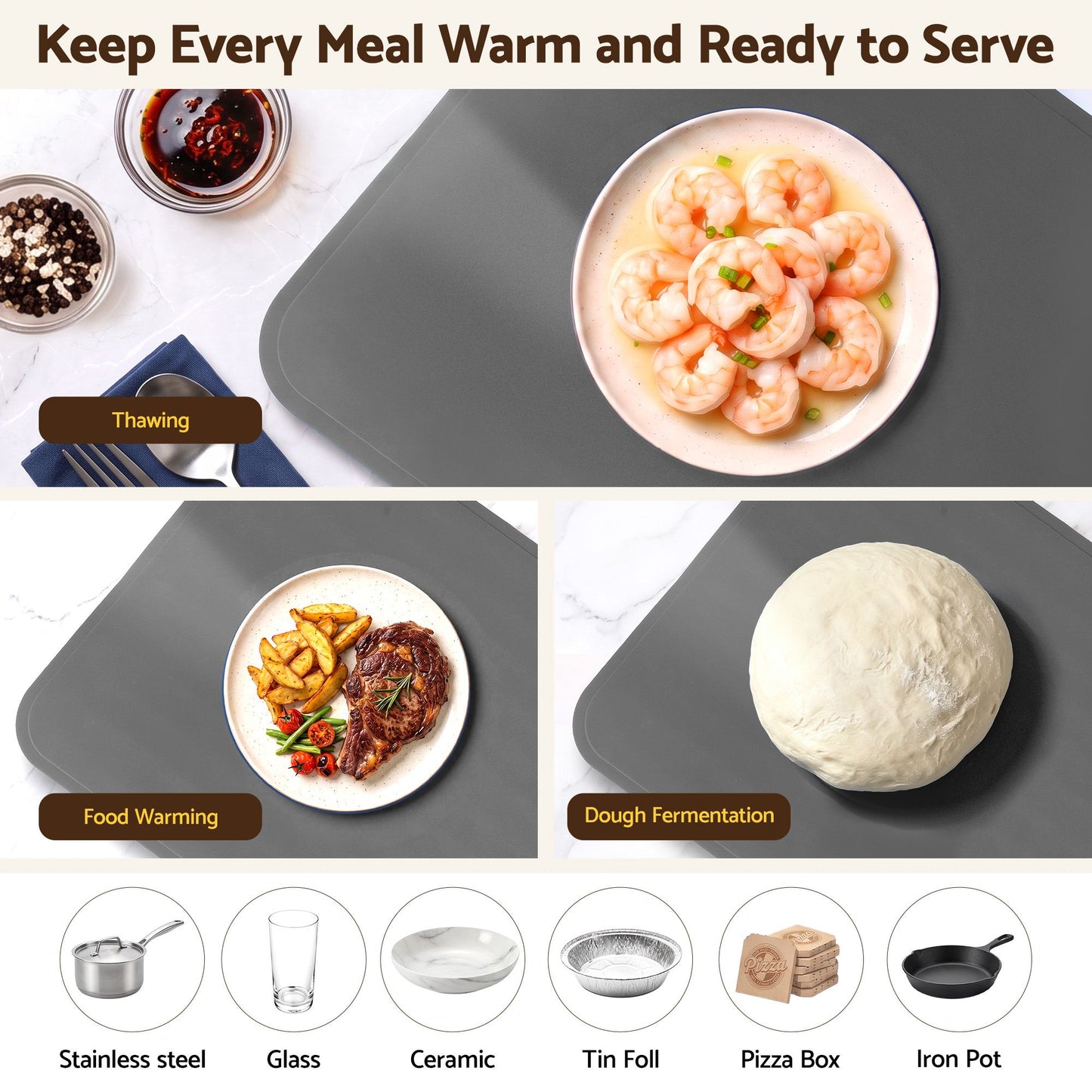 Devanti Food Warming Mat 80cm - Grey