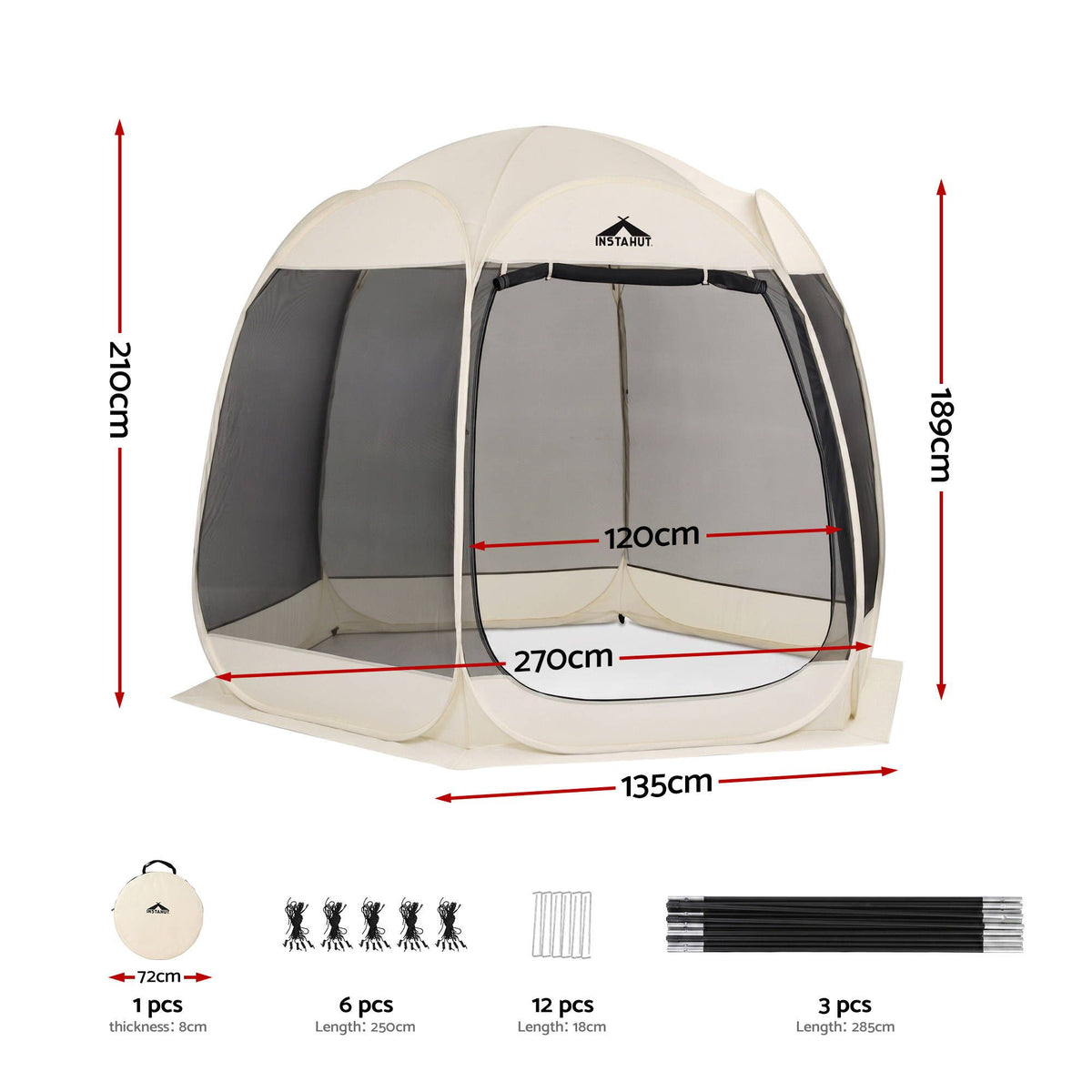 Instahut Pop-Up Gazebo - 2.7 x 1.35m