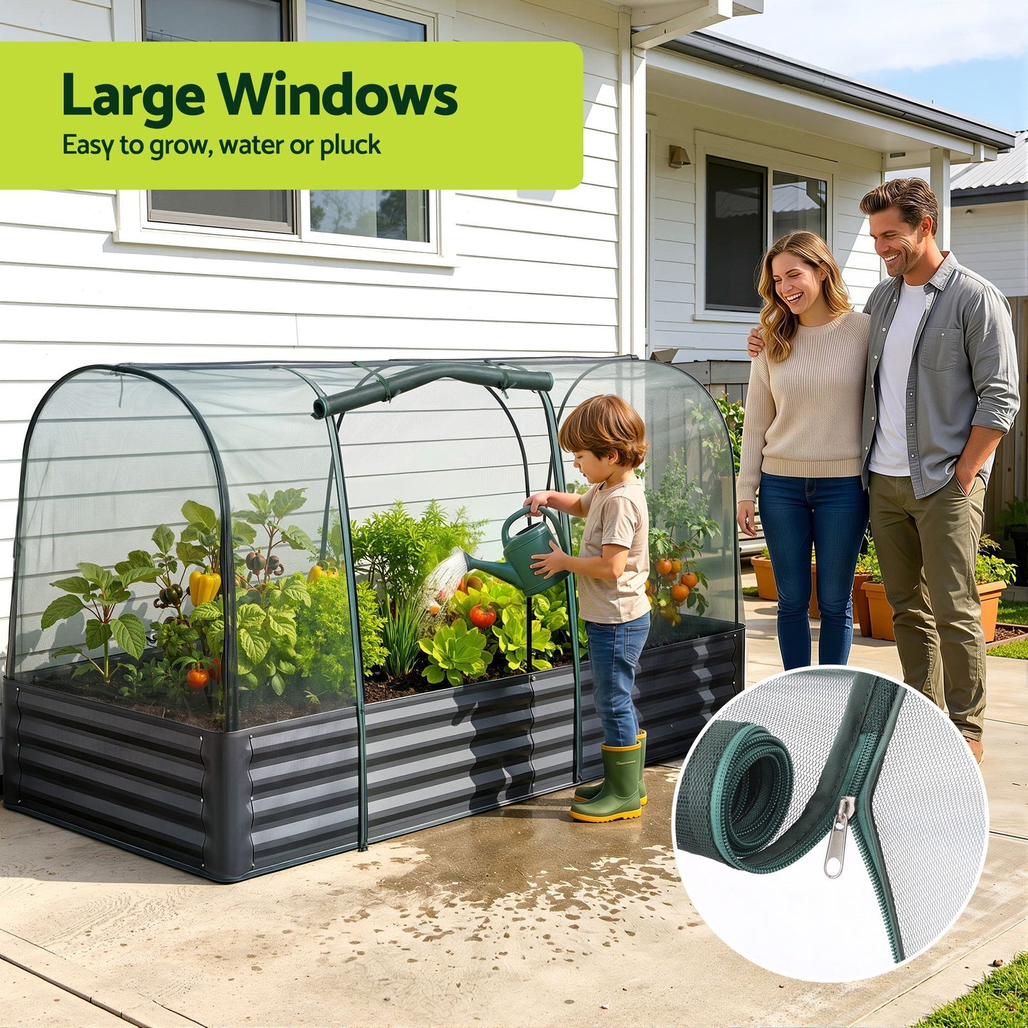 Green Fingers Raised Garden Bed with Mesh Cover 180cm