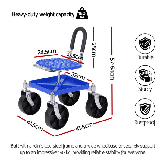 Gardeon Garden Cart Seat Stool - Blue