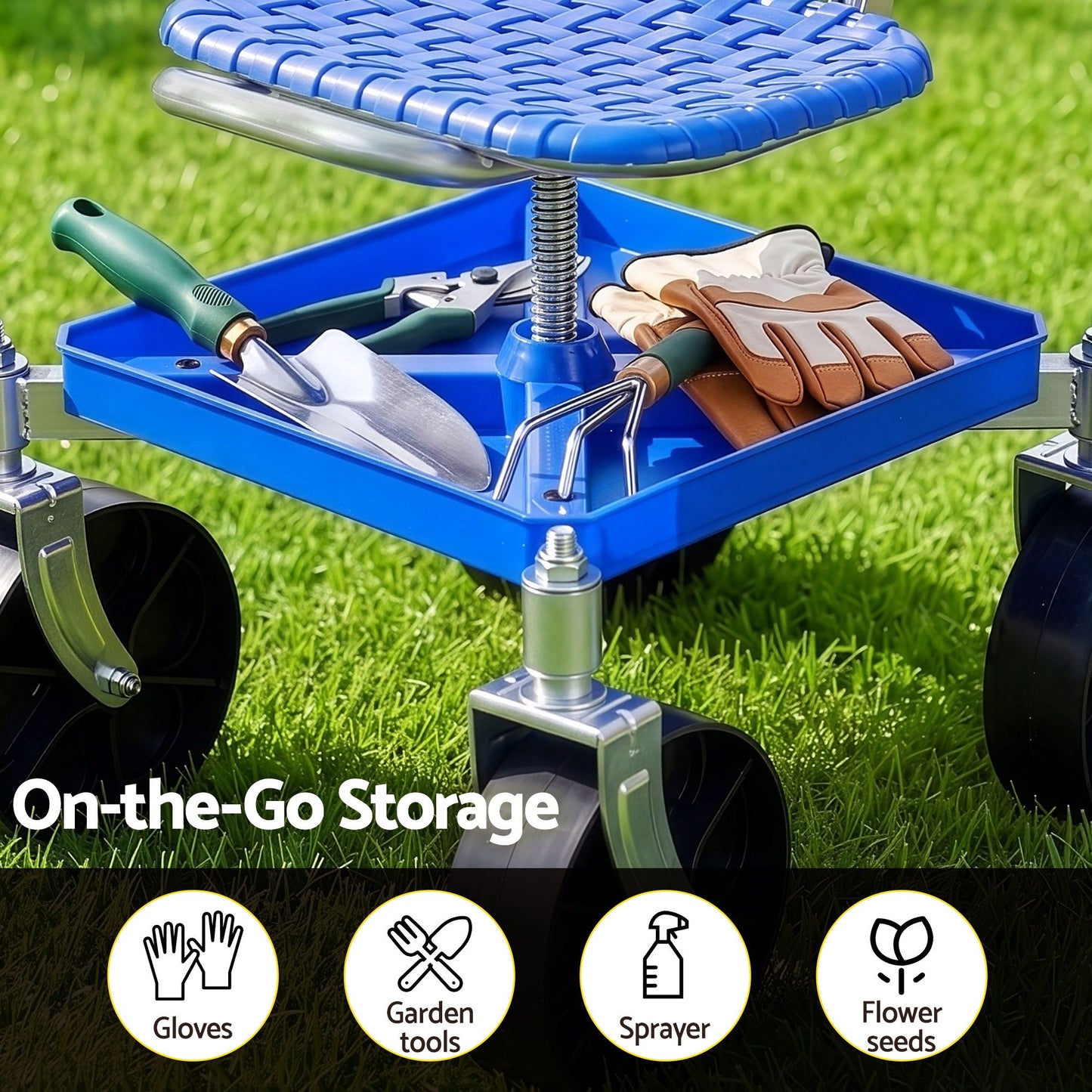 Gardeon Garden Cart Seat Stool - Blue