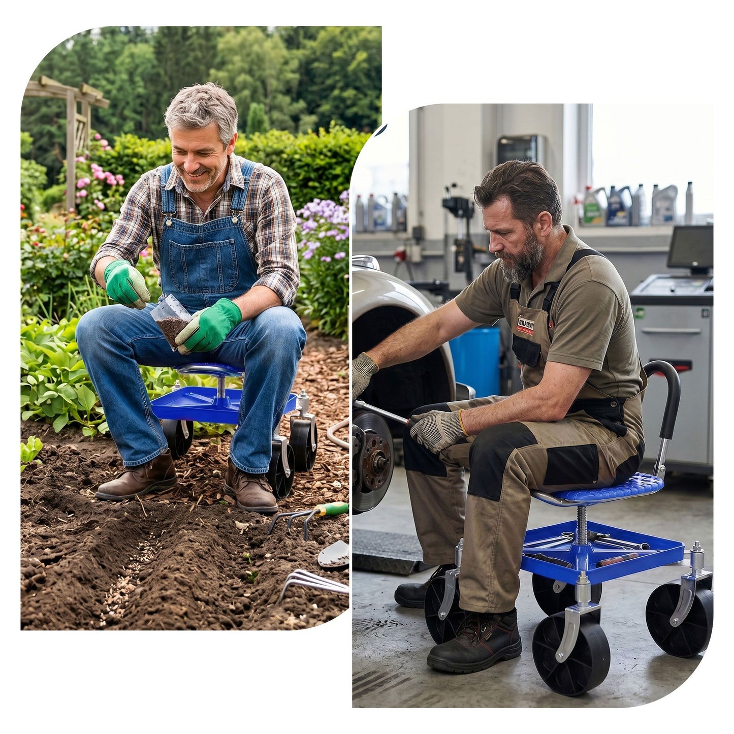 Gardeon Garden Cart Seat Stool - Blue