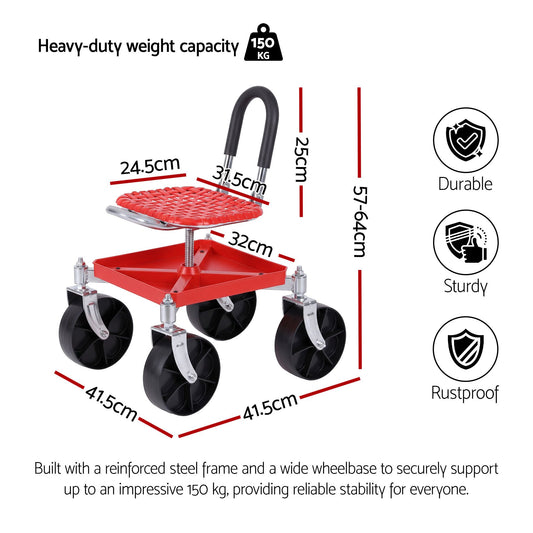Gardeon Garden Cart Seat Stool - Red
