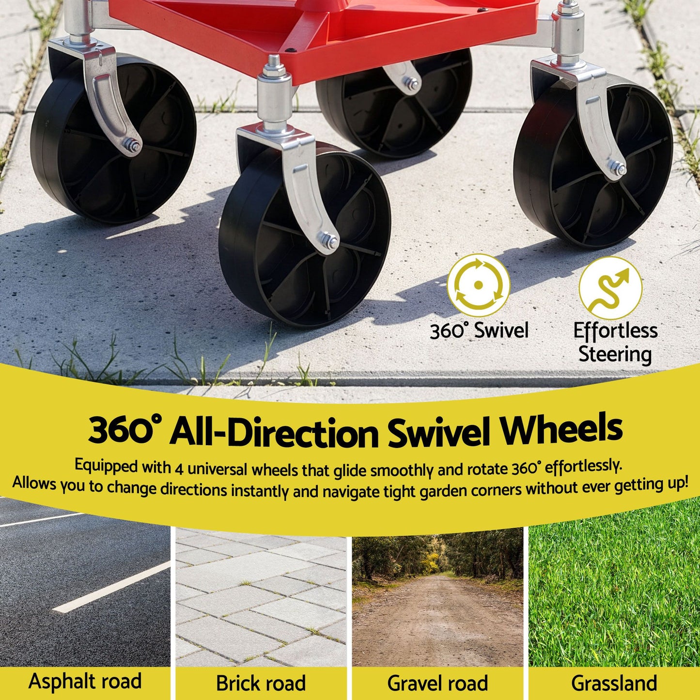 Gardeon Garden Cart Seat Stool - Red