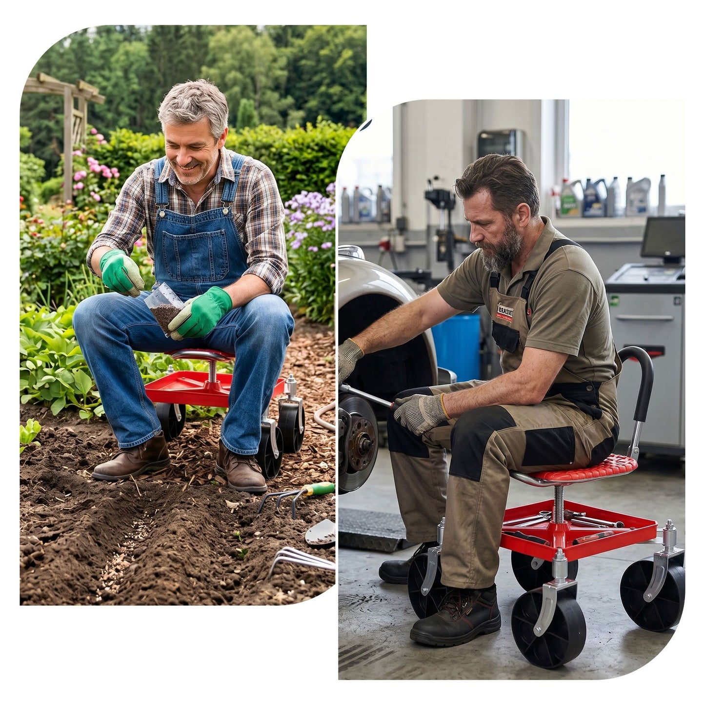 Gardeon Garden Cart Seat Stool - Red