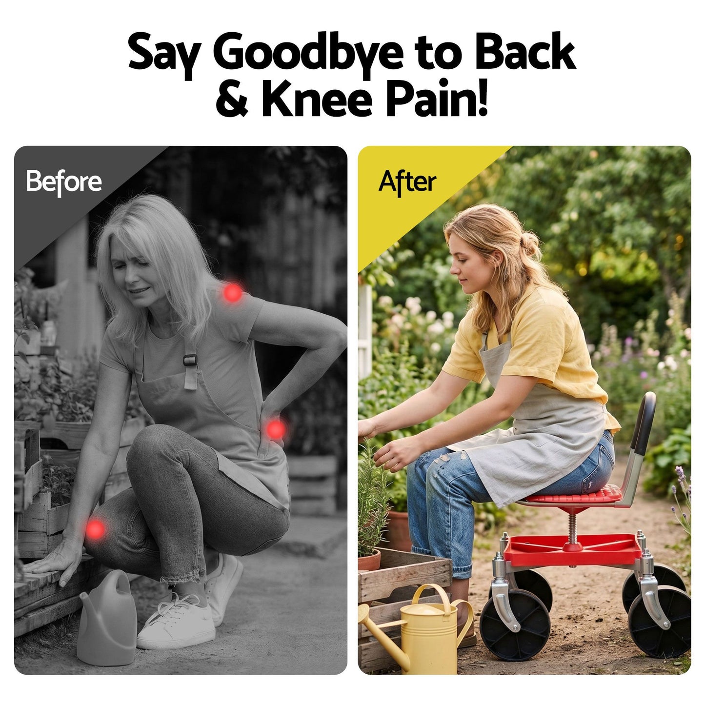 Gardeon Garden Cart Seat Stool - Red