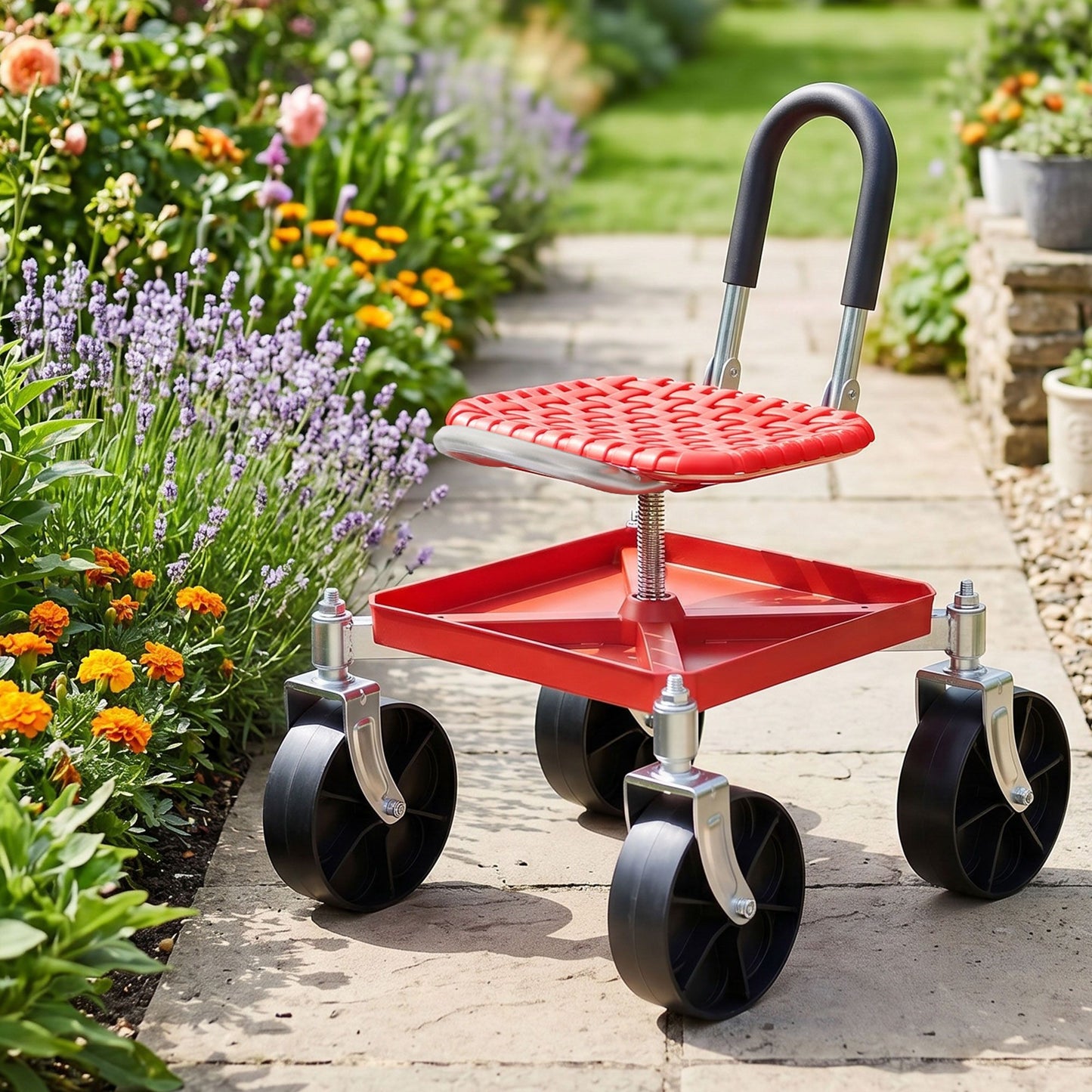 Gardeon Garden Cart Seat Stool - Red