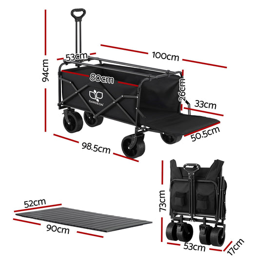 Gardeon Folding Camping Wagon with Tailgate Table - 150L