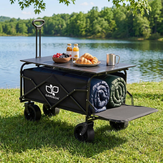 Gardeon Folding Camping Wagon with Tailgate Table - 150L