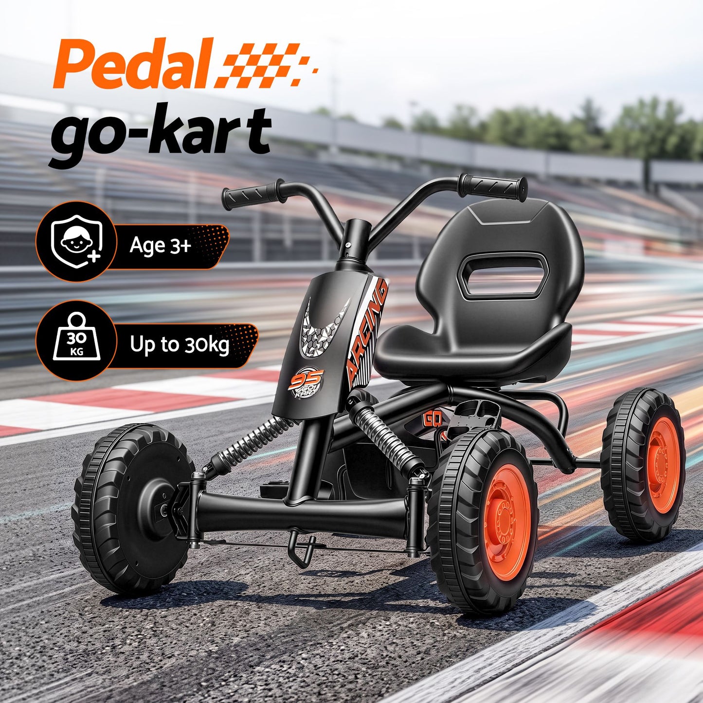 Rigo Kids Pedal Go-Kart - Black