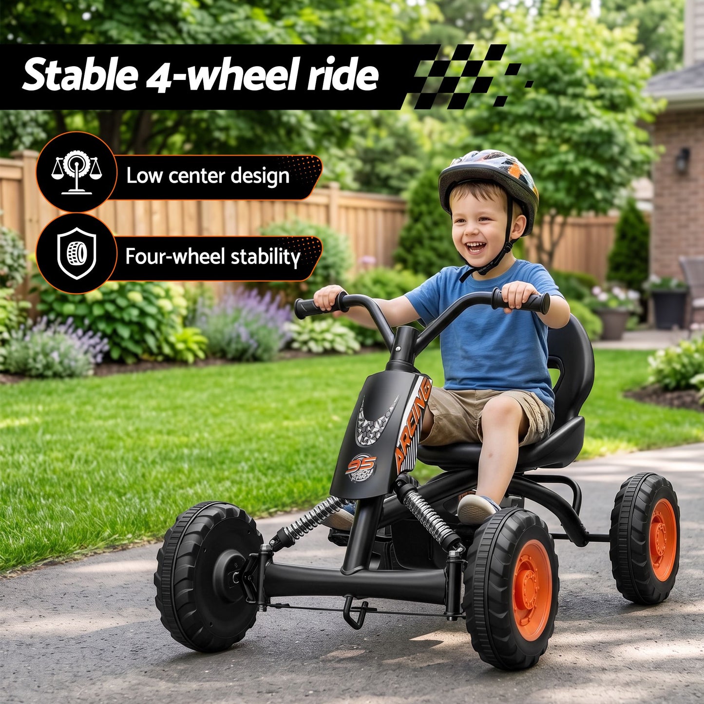 Rigo Kids Pedal Go-Kart - Black