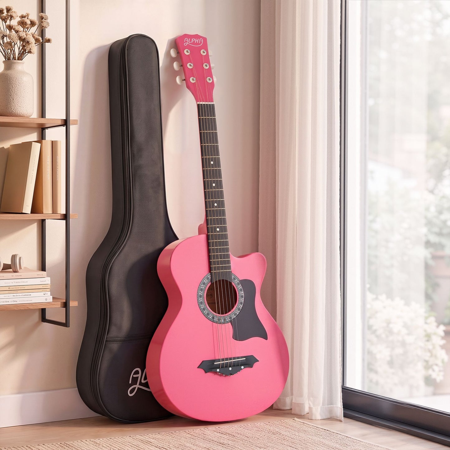 Alpha 38-inch Acoustic Guitar - Pink