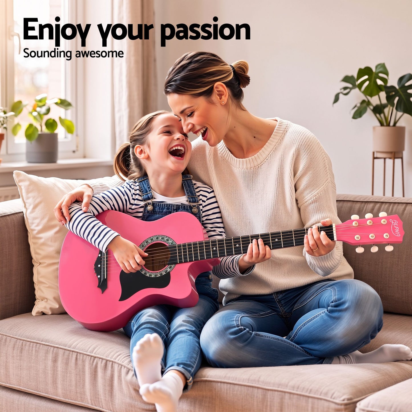 Alpha 38-inch Acoustic Guitar - Pink