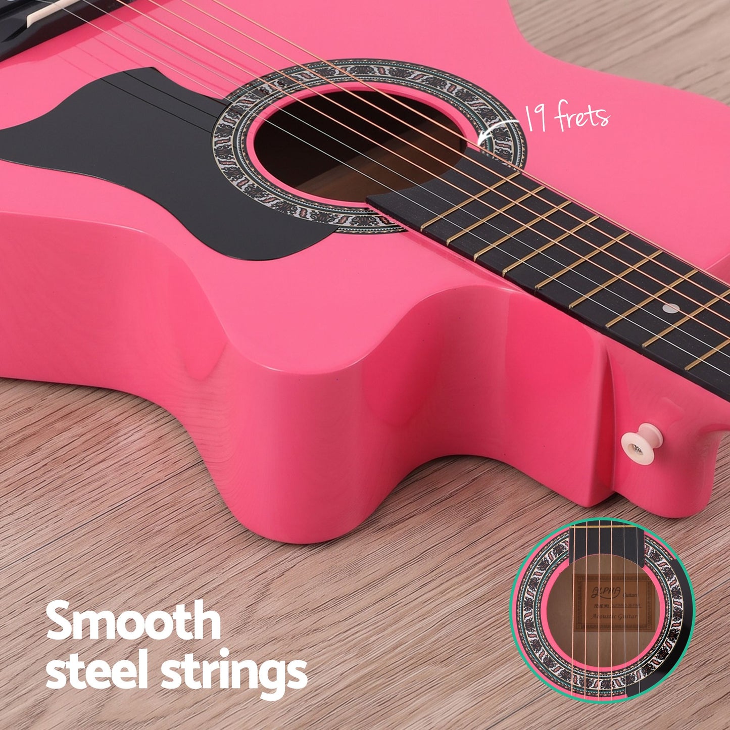 Alpha 38-inch Acoustic Guitar - Pink