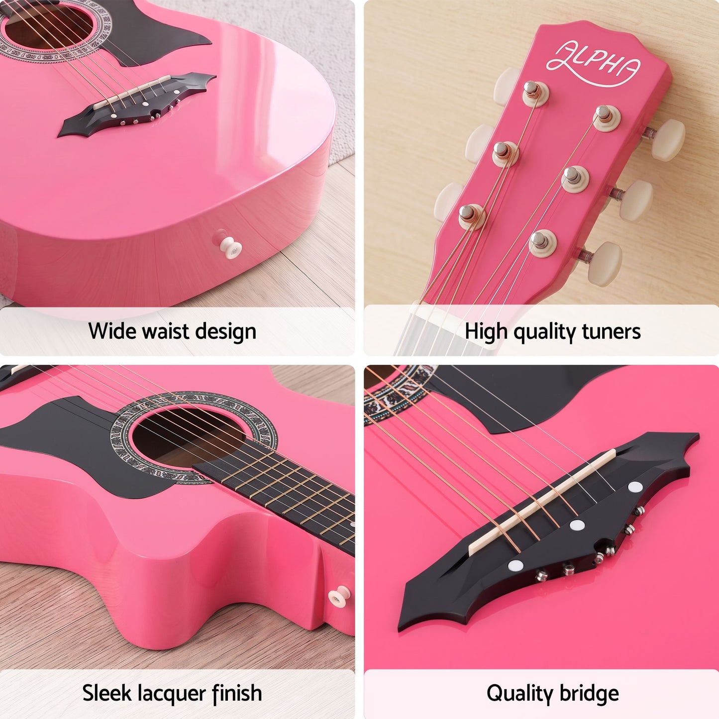 Alpha 38-inch Acoustic Guitar - Pink