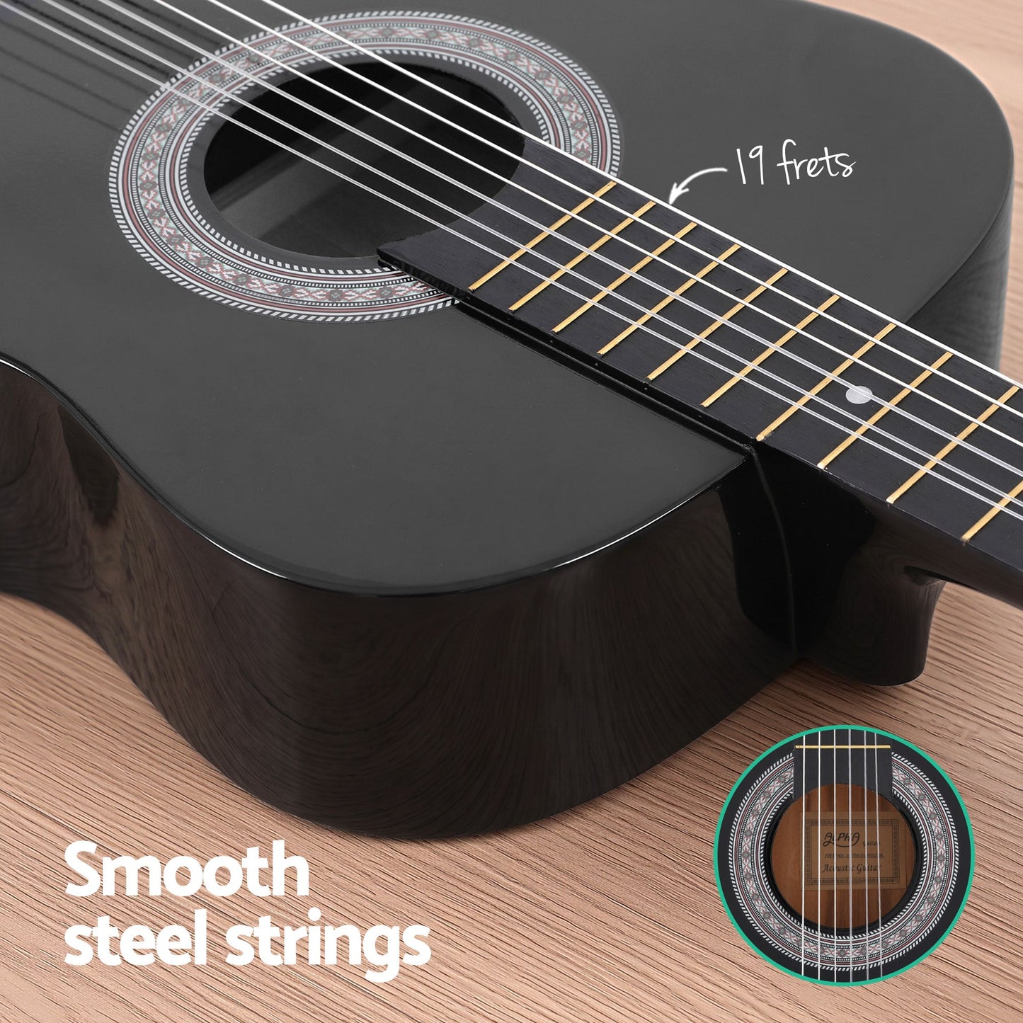 Alpha 38-inch Classical Guitar - Black