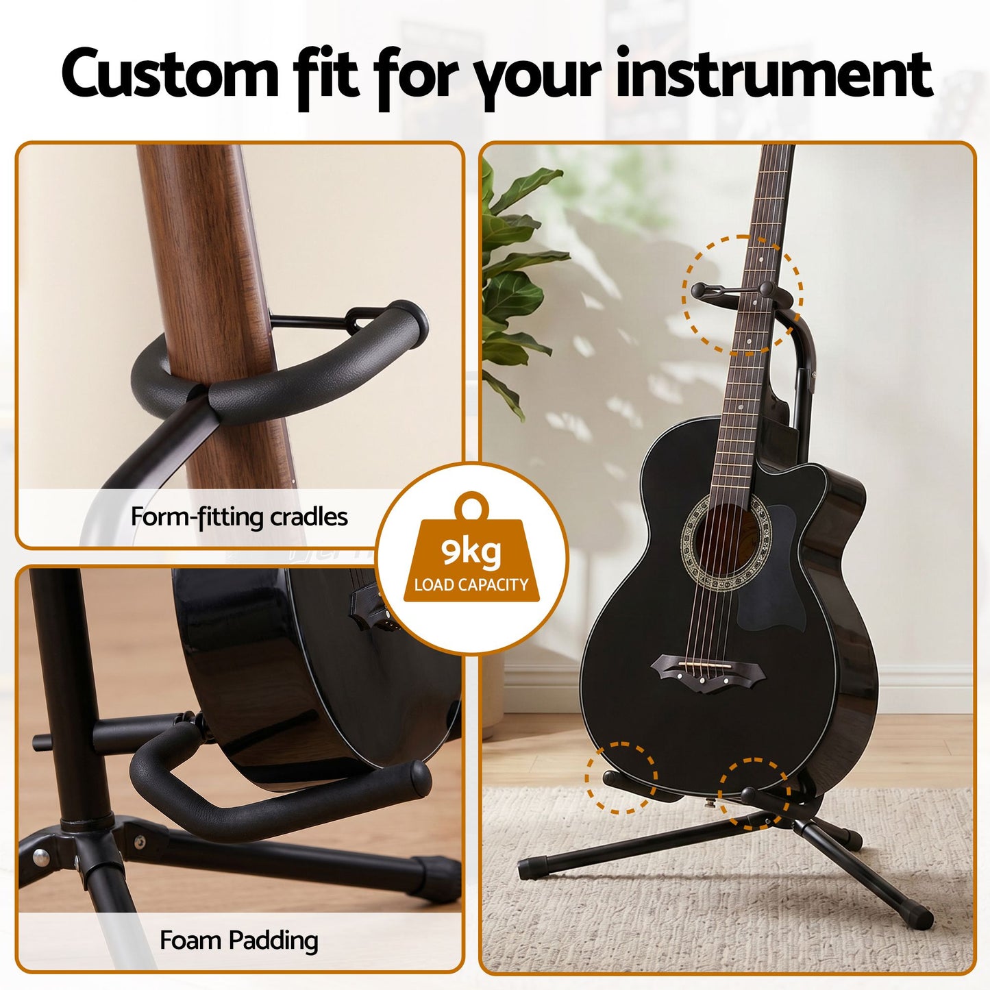 Alpha Adjustable Guitar Stand - Black