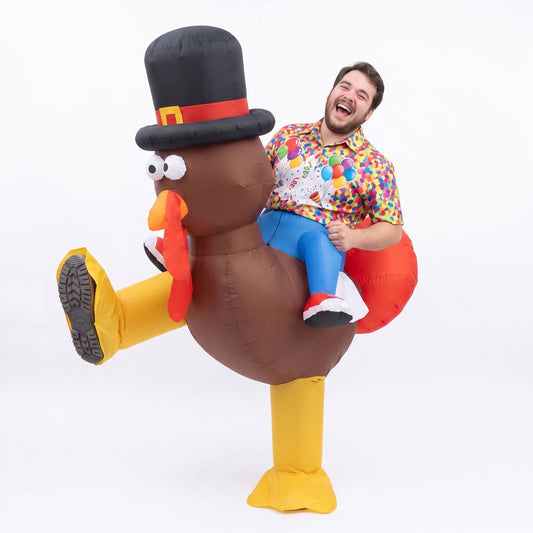 Inflatable Ride-On Turkey Costume - Brown