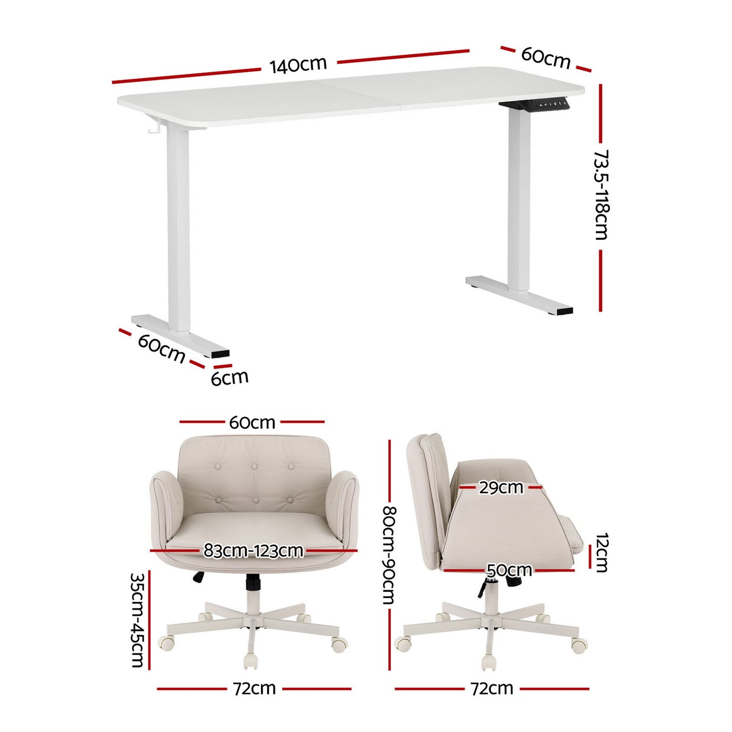 Artiss Criss Cross Chair & 140cm Standing Desk Set