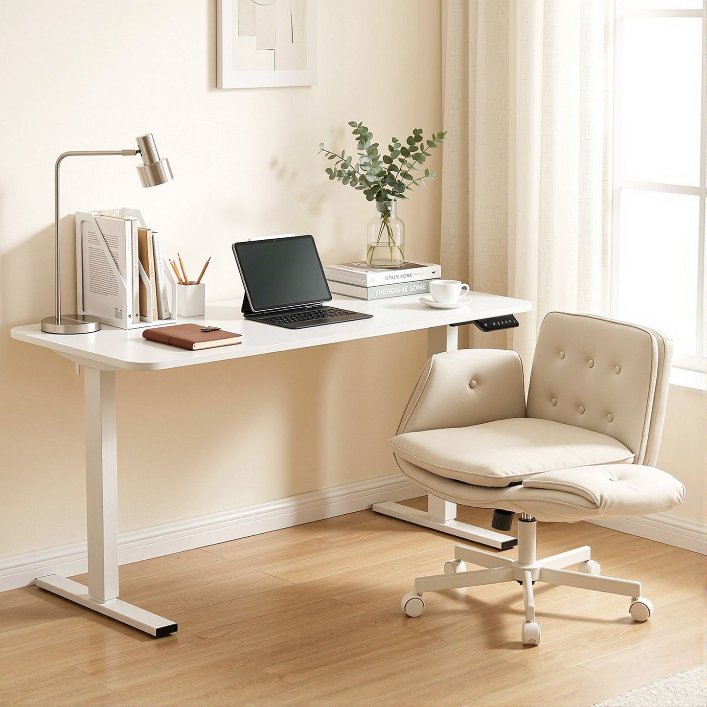 Artiss Criss Cross Chair & 140cm Standing Desk Set