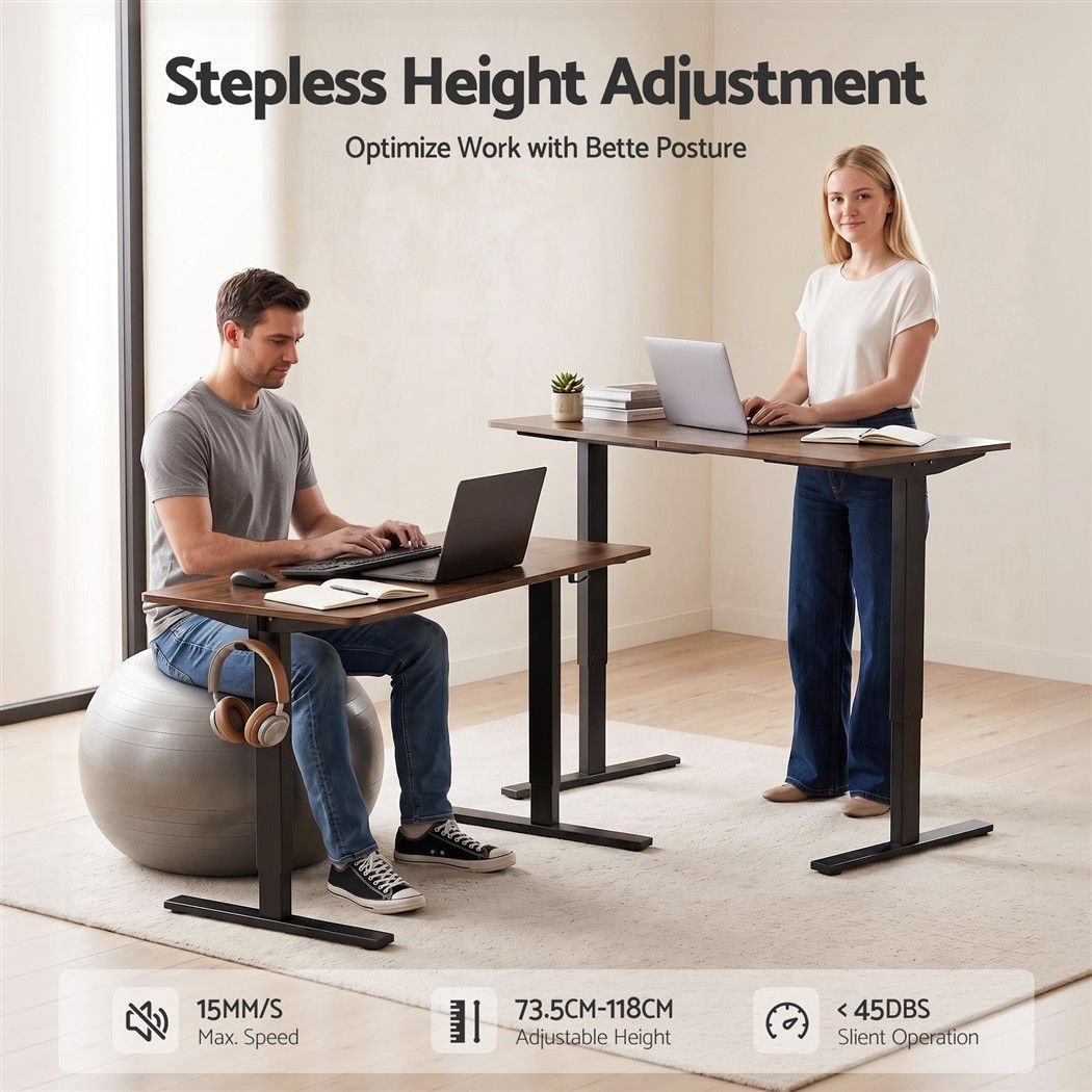 Artiss Height-Adjustable Standing Desk - Brown