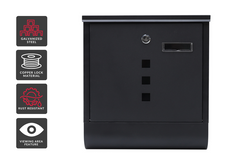 Letterbox with Newspaper Holder Stylish Black Mailbox