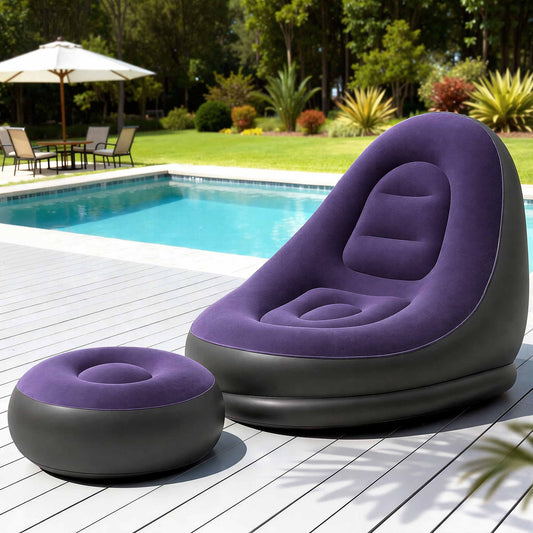 Gardeon Inflatable Chair & Ottoman - Purple