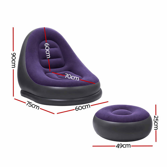 Gardeon Inflatable Chair & Ottoman - Purple