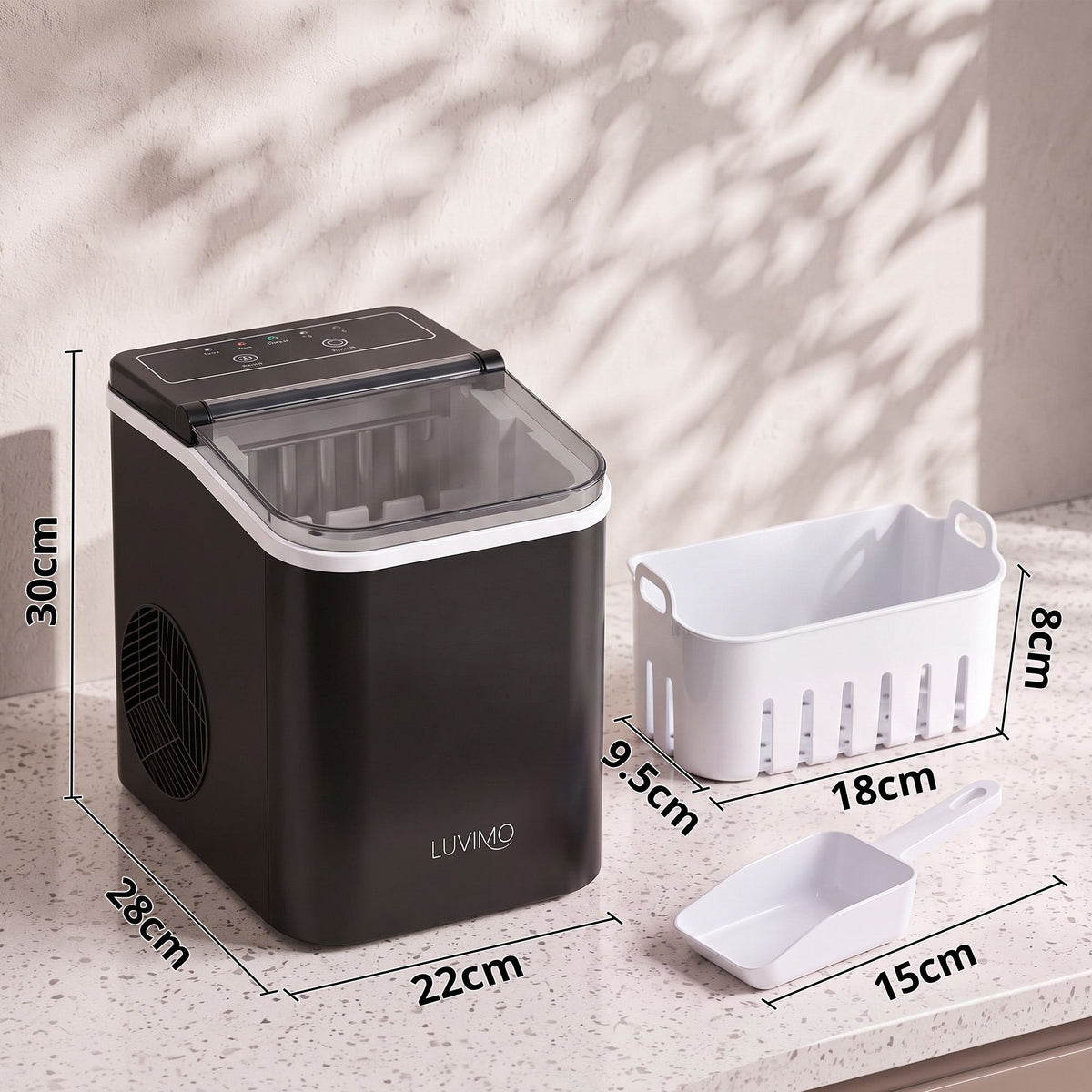 LUVIMO 12kg Ice Maker Machine - Black