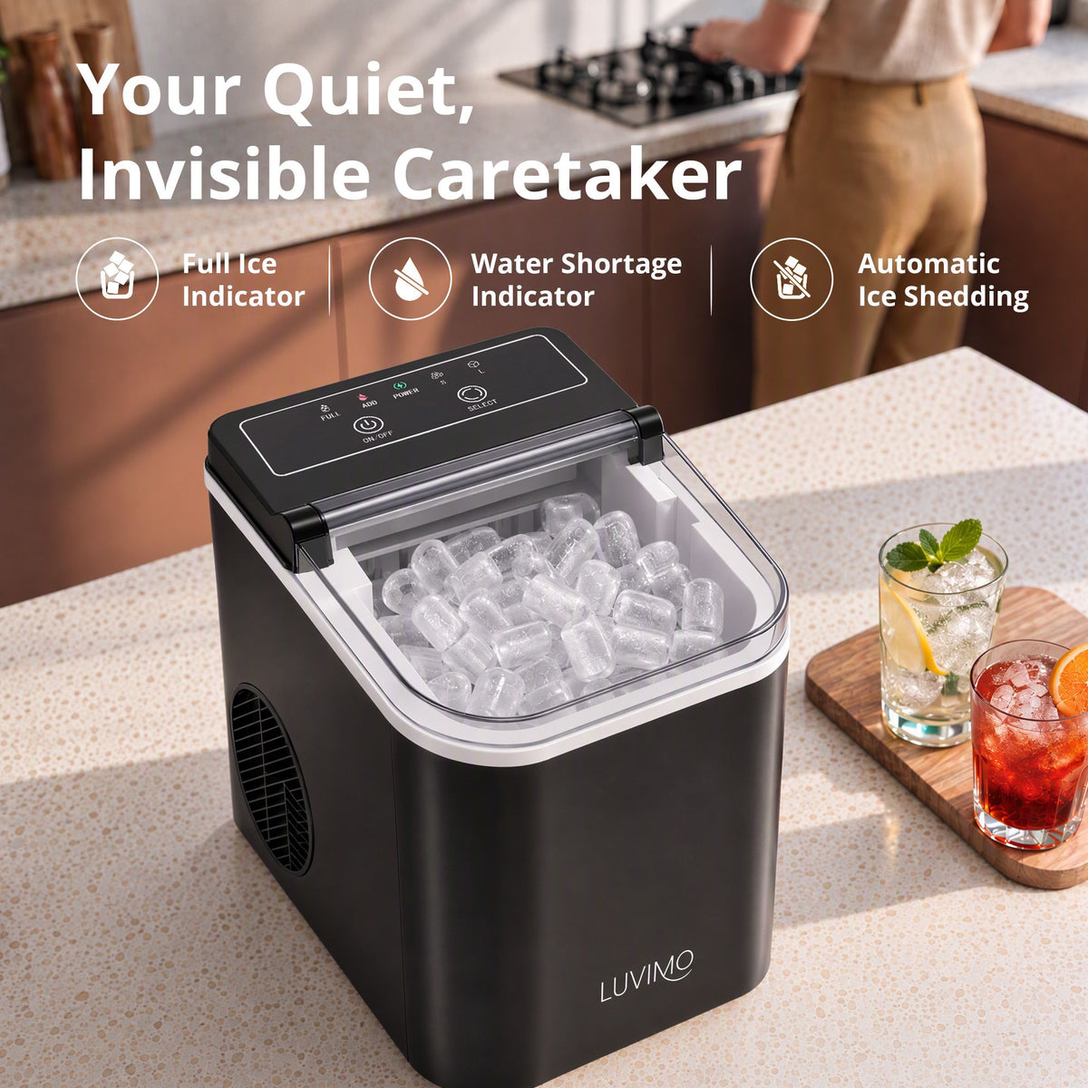 LUVIMO 12kg Ice Maker Machine - Black
