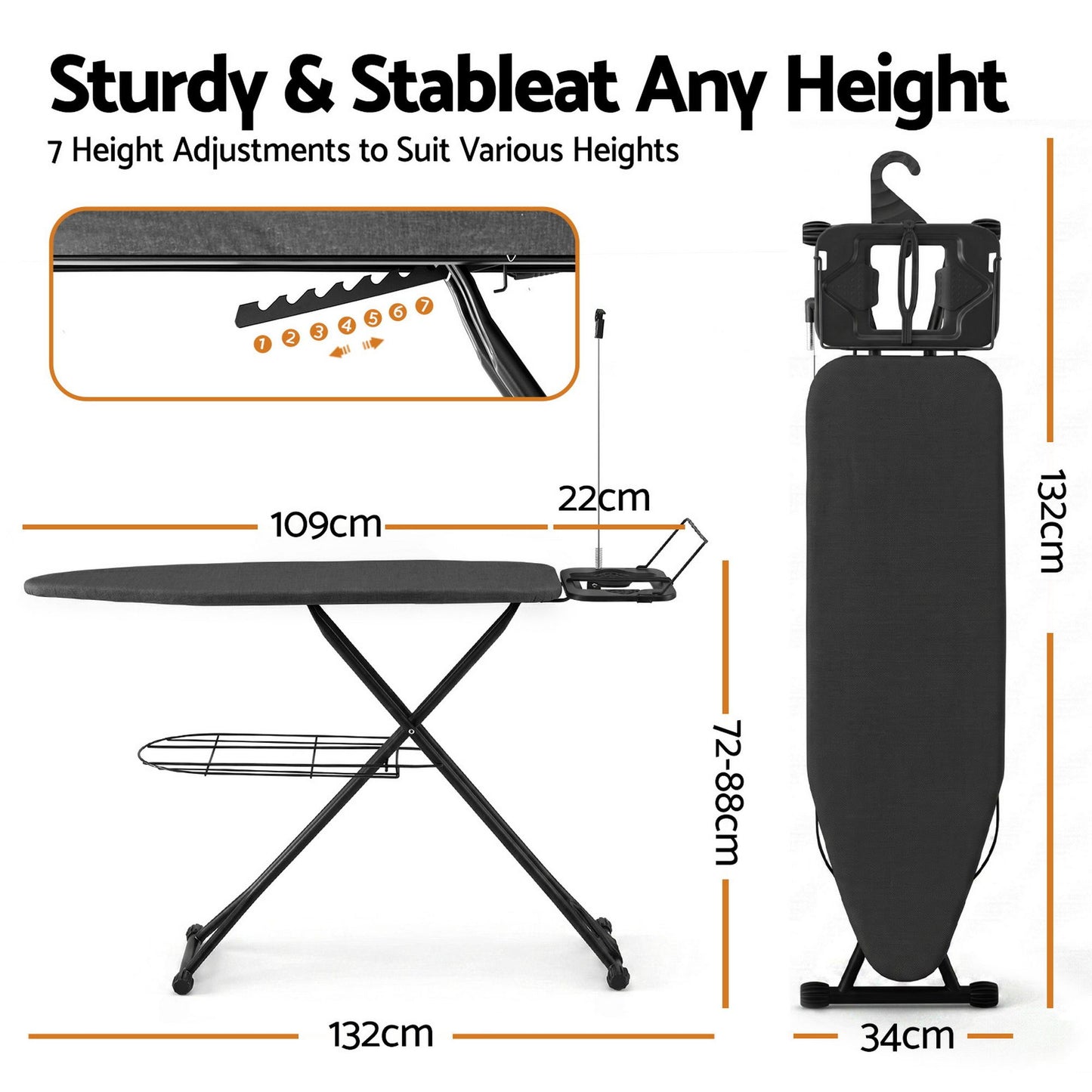 Artiss Foldable Ironing Board with Iron Rest