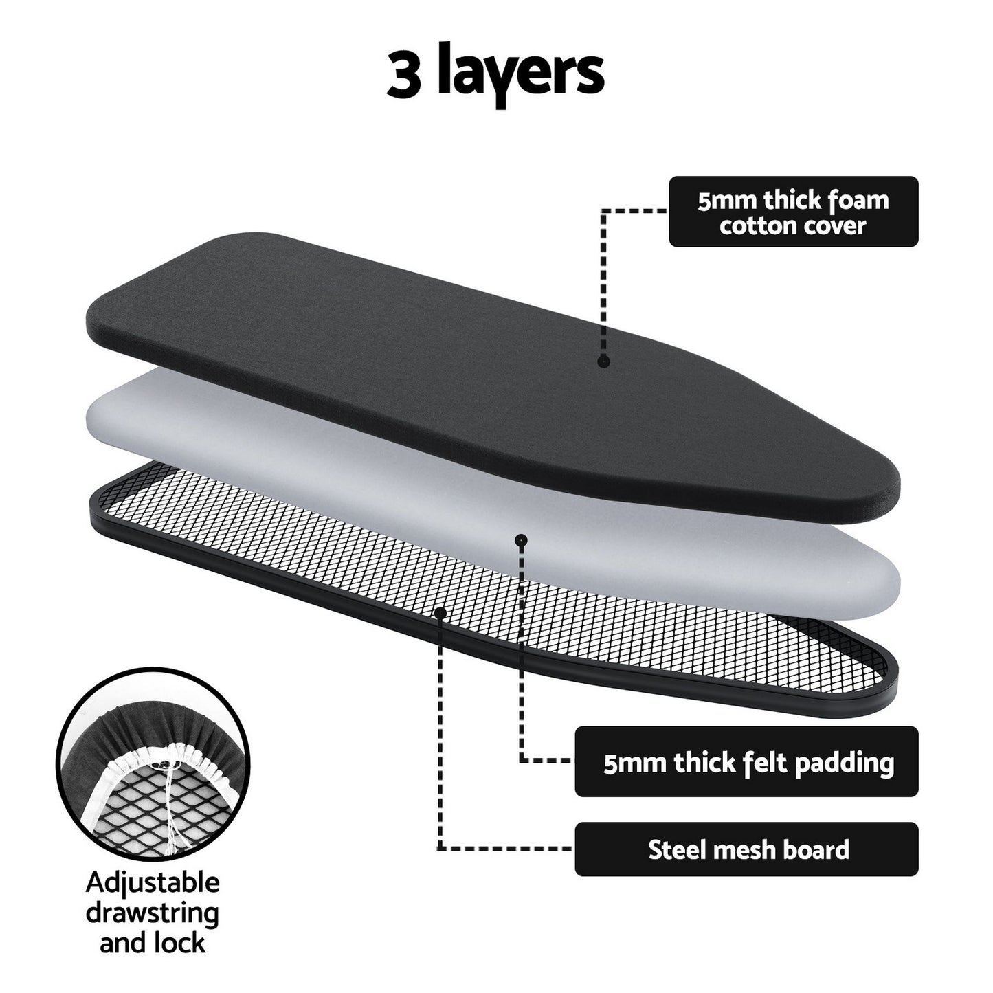 Artiss Foldable Ironing Board with Iron Rest