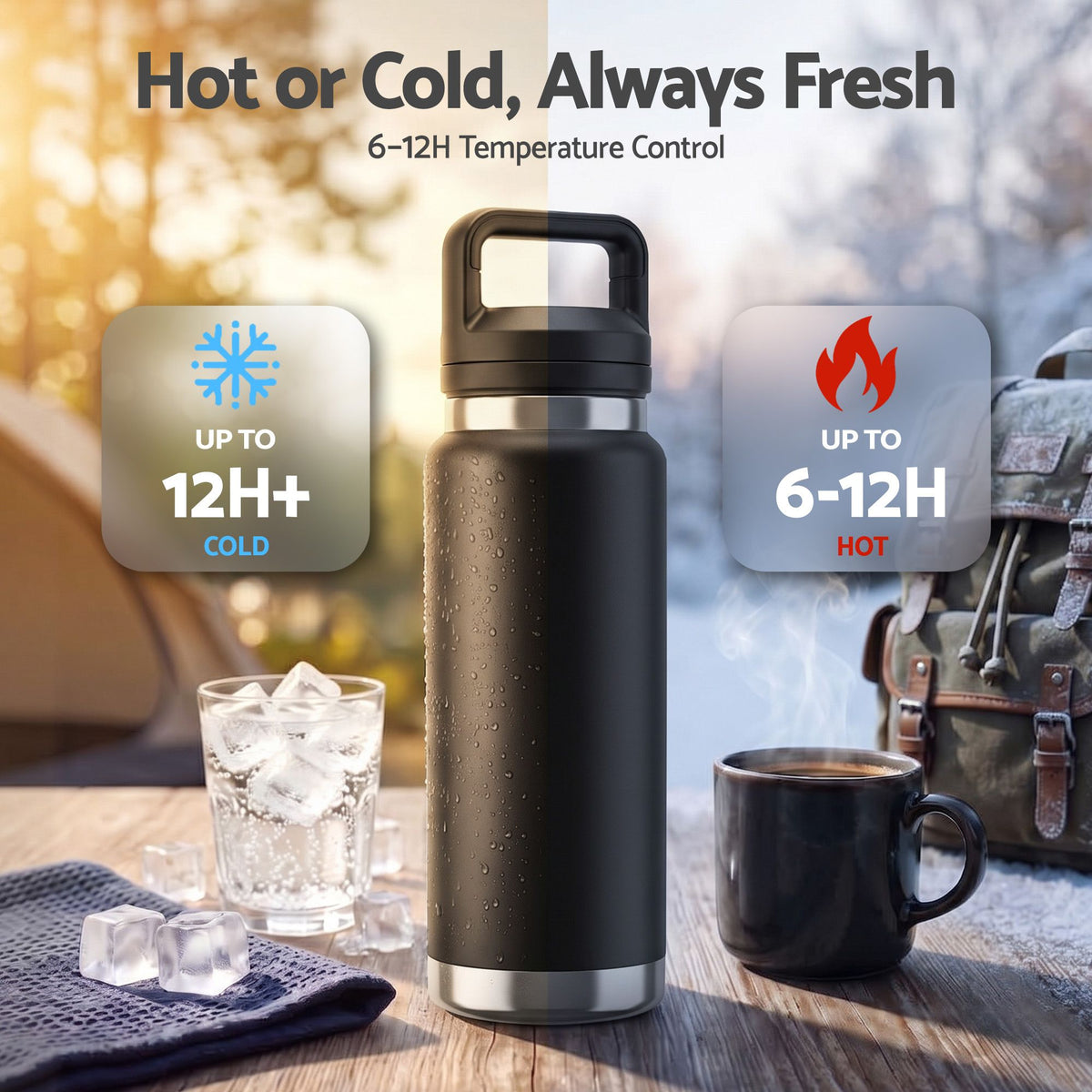 Everfit 750ml Insulated Stainless Steel Water Bottle - Black