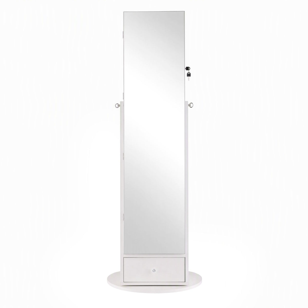 Artiss Rotating Jewellery Cabinet with Full-Length Mirror - White