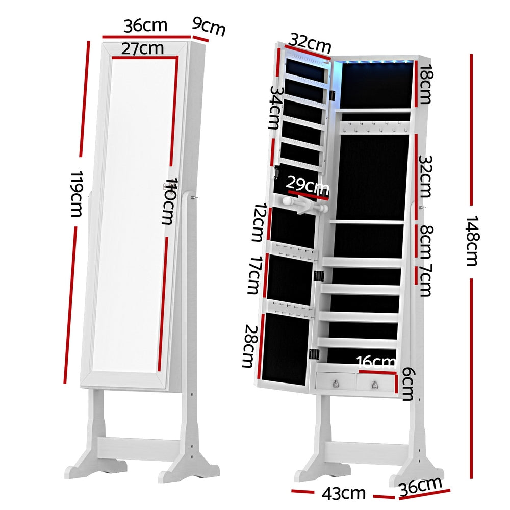 Artiss Freestanding Jewellery Cabinet with Mirror