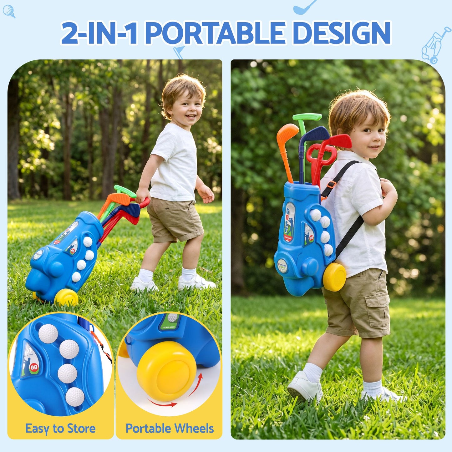 Keezi Kids Golf Set with Pull Cart